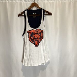 Stylish White and Navy Tank Top with Bear Graphic